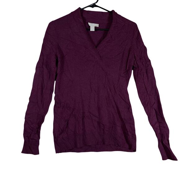 Banana Republic Womens Sweater Burgundy Pullover V Neck Wool Cashmere M - Picture 1 of 9